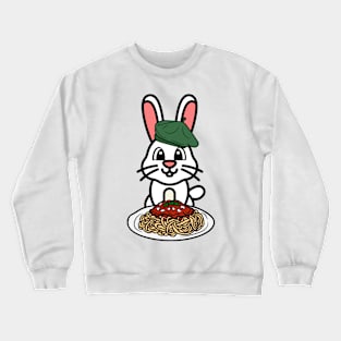 Cute bunny eating spaghetti Crewneck Sweatshirt